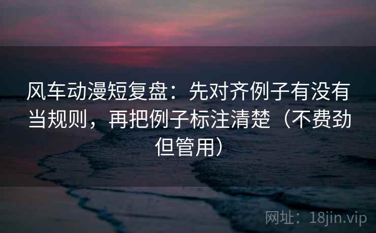 风车动漫短复盘：先对齐例子有没有当规则，再把例子标注清楚（不费劲但管用）
